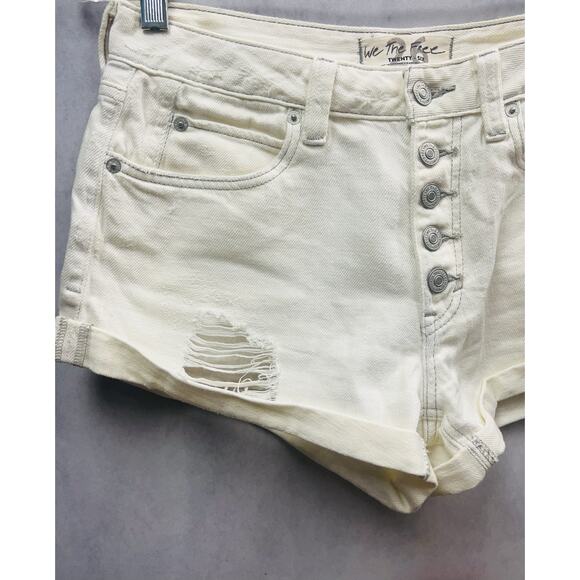 Free P We The Free People Women Romeo Roll Cuff Button Fly Shorts Size 26 White - Picture 6 of 15